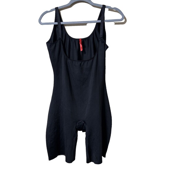 Spanx Slimplicity 991 Open-Bust Mid Thigh Shapewear Bodysuit Black Size XL EUC - Picture 1 of 13